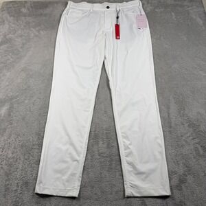 REDVANLY Kent Trouser Mens Large White Golf 4-Way Stretch Athletic NWT